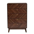 Baxton Studio Markell Cassettiera a 5 cassetti in Legno Noce/Oro: Design Moderno di Metà Secolo, Organizzatore per Camera da Letto