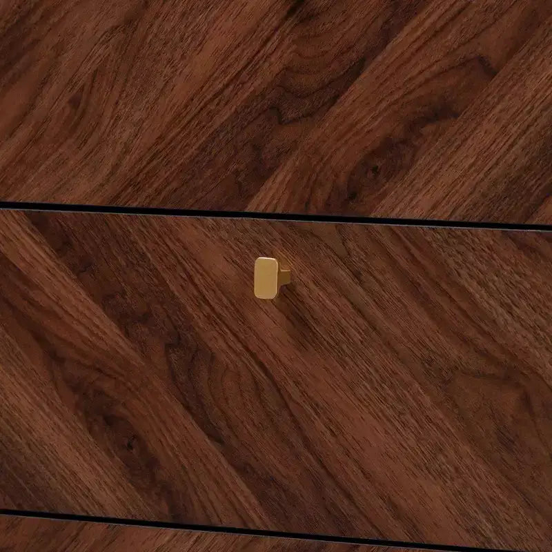 Baxton Studio Markell Cassettiera a 5 cassetti in Legno Noce/Oro: Design Moderno di Metà Secolo, Organizzatore per Camera da Letto