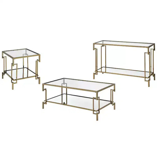 3pc Costa Mesa Contemporary Coffee Table Set Champagne - miBasics