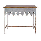 Tavolino da divano smerlato Storied Home Argento: Stile rustico con finitura in zinco, piano in legno di abete, capacità 20 kg