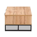 Tavolino da Salotto Franklin Wood and Metal 2 cassetti Rovere/Nero - Baxton Studio: Grande Contenitore, Design Moderno