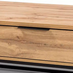 Tavolino da Salotto Franklin Wood and Metal 2 cassetti Rovere/Nero - Baxton Studio: Grande Contenitore, Design Moderno