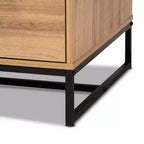Tavolino da Salotto Franklin Wood and Metal 2 cassetti Rovere/Nero - Baxton Studio: Grande Contenitore, Design Moderno