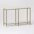 Faux Marble and Metal Console Table Gold - Threshold™: Sleek Two-Tiered, Rectangular Design, 30" High