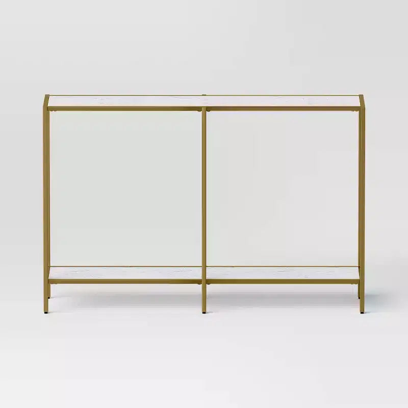 Consolle in finto marmo e metallo oro - Threshold™: design elegante rettangolare a due livelli, altezza 76,2 cm