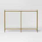 Consolle in finto marmo e metallo oro - Threshold™: design elegante rettangolare a due livelli, altezza 76,2 cm