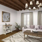 Consolle in legno stile rustico bianco sporco - Olivia & May: 2 ripiani, profilo alto