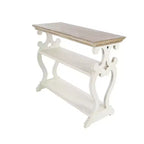 Consolle in legno stile rustico bianco sporco - Olivia & May: 2 ripiani, profilo alto