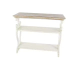 Consolle in legno stile rustico bianco sporco - Olivia & May: 2 ripiani, profilo alto