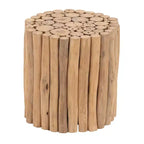 Olivia & May Contemporary Teak Wood Cylinder Side Table Brown: Handcrafted, No Assembly, Indoor Use