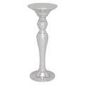 Olivia & May Resin Pedestal Accent Table Silver: Polystone Base, No Assembly, Glass Top