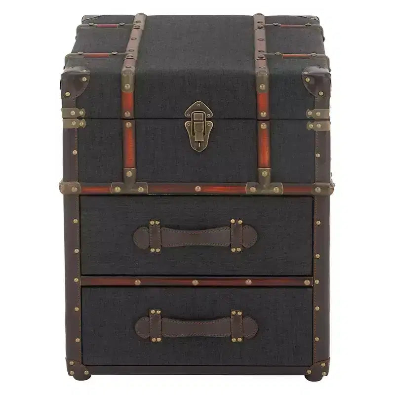 Wood and Fabric End Table Dark Blue with Storage - Olivia & May: Fully Assembled, Indoor Use