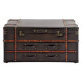 Wood and Leather Trunk Coffee Table Brown - Olivia & May