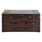 Wood and Leather Trunk Coffee Table Brown - Olivia & May