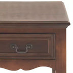 Tavolino finale Olivia & May Wood Square con bordo smussato, color castagno: Stile tradizionale, forma rettangolare, cassetto portaoggetti