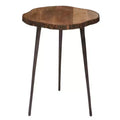 Olivia & May Rustic Mango Wood Slice Accent Table Brown: No Assembly, Splayed Legs, Wood Frame