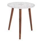 Olivia & May Carved Wooden Accent Table White: Round, Splayed Legs, Contemporary Design