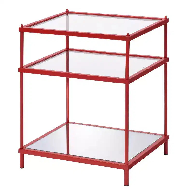 Lindenham Glass Top Side Table Red - miBasics