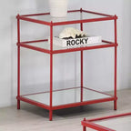 Tavolino laterale con ripiano in vetro Lindenham Rosso - miBasics