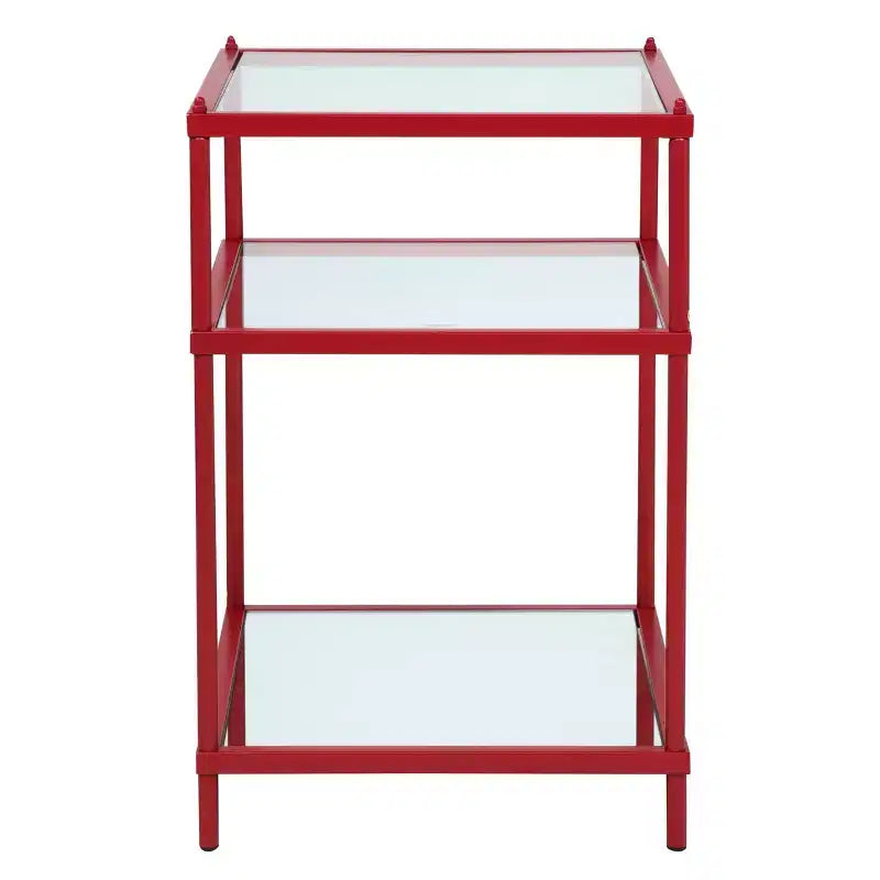 Tavolino laterale con ripiano in vetro Lindenham Rosso - miBasics