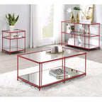 Tavolino laterale con ripiano in vetro Lindenham Rosso - miBasics
