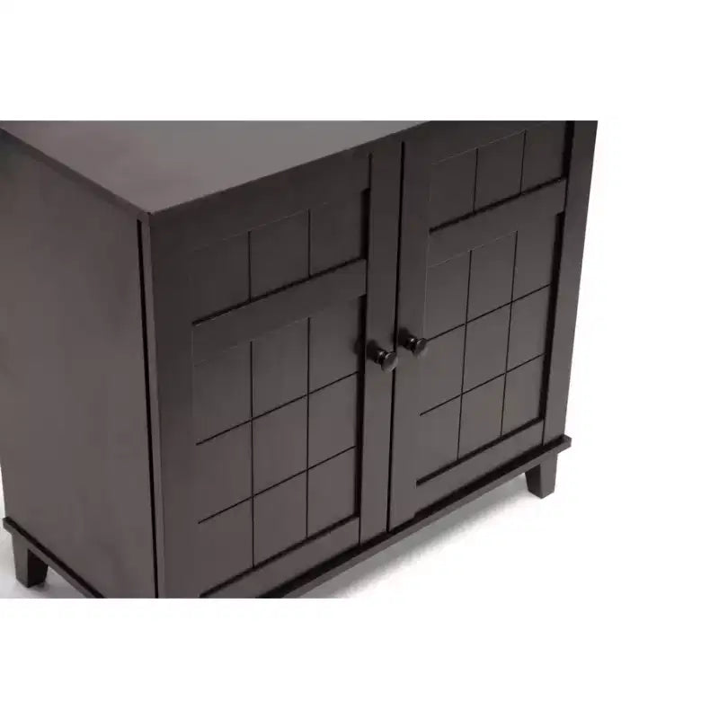 Glidden Wood Modern Shoe Cabinet (Basso) Marrone Scuro - Baxton Studio