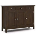WyndenHall Normandy Wide Entryway Storage Cabinet Brunette Brown: Transitional Style, 3 Drawers, Pine Frame