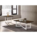 Set tavolino e tavolino d'appoggio Grinta Oak - miBasics: Stile transizionale, Bordo irregolare, Base in metallo