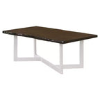 Set tavolino e tavolino d'appoggio Grinta Oak - miBasics: Stile transizionale, Bordo irregolare, Base in metallo