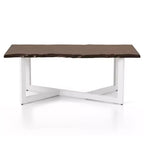 Set tavolino e tavolino d'appoggio Grinta Oak - miBasics: Stile transizionale, Bordo irregolare, Base in metallo