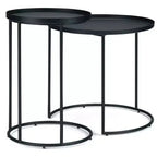 Tavolino rotondo in metallo Lipton - Set da 2 pezzi, colore nero - WyndenHall: Stile industriale, vassoio rimovibile, gambe eleganti