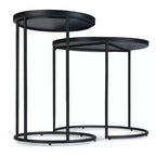 Tavolino rotondo in metallo Lipton - Set da 2 pezzi, colore nero - WyndenHall: Stile industriale, vassoio rimovibile, gambe eleganti