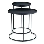 Tavolino rotondo in metallo Lipton - Set da 2 pezzi, colore nero - WyndenHall: Stile industriale, vassoio rimovibile, gambe eleganti