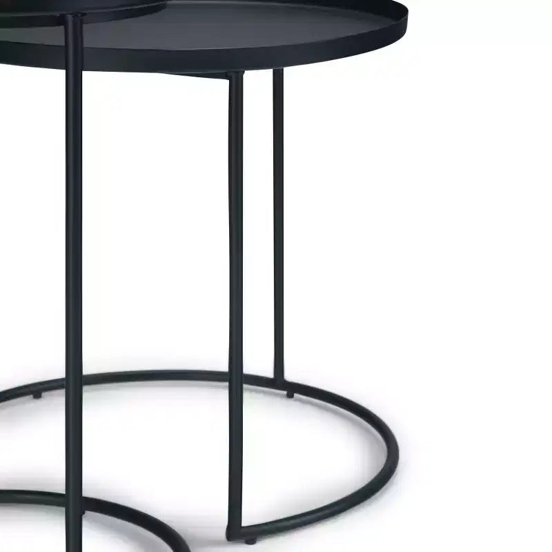 Tavolino rotondo in metallo Lipton - Set da 2 pezzi, colore nero - WyndenHall: Stile industriale, vassoio rimovibile, gambe eleganti