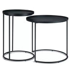 Tavolino rotondo in metallo Lipton - Set da 2 pezzi, colore nero - WyndenHall: Stile industriale, vassoio rimovibile, gambe eleganti