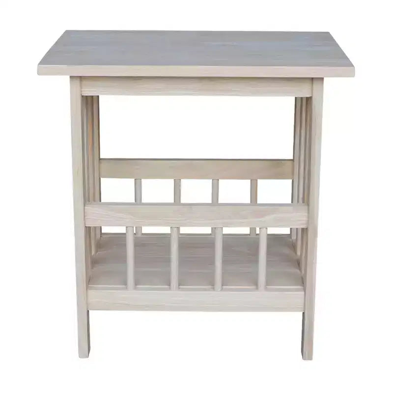 Tavolino porta riviste Mission grezzo - International Concepts: Struttura in legno massiccio, Contenitore, Gambe in legno, Forma rettangolare, Altezza 23.2"
