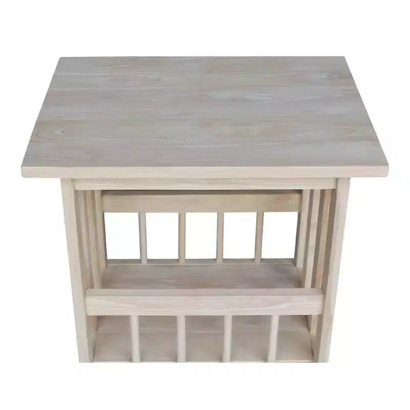Tavolino porta riviste Mission grezzo - International Concepts: Struttura in legno massiccio, Contenitore, Gambe in legno, Forma rettangolare, Altezza 23.2"