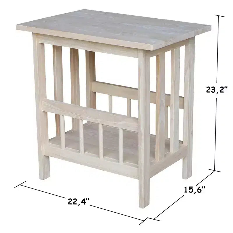 Tavolino porta riviste Mission grezzo - International Concepts: Struttura in legno massiccio, Contenitore, Gambe in legno, Forma rettangolare, Altezza 23.2"