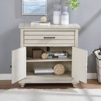 HOMES: Inside + Out Credenza per Ingresso Longo Bianco Antico: Struttura in Betulla, Ripiani Regolabili, Ferramenta Antiribaltamento, Stile Transizionale