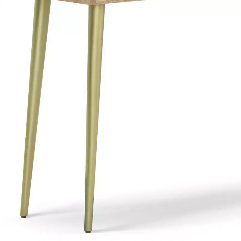 Consolle Bissell Naturale - Wyndenhall: Metà secolo moderno, intarsi geometrici in ottone, contenitore