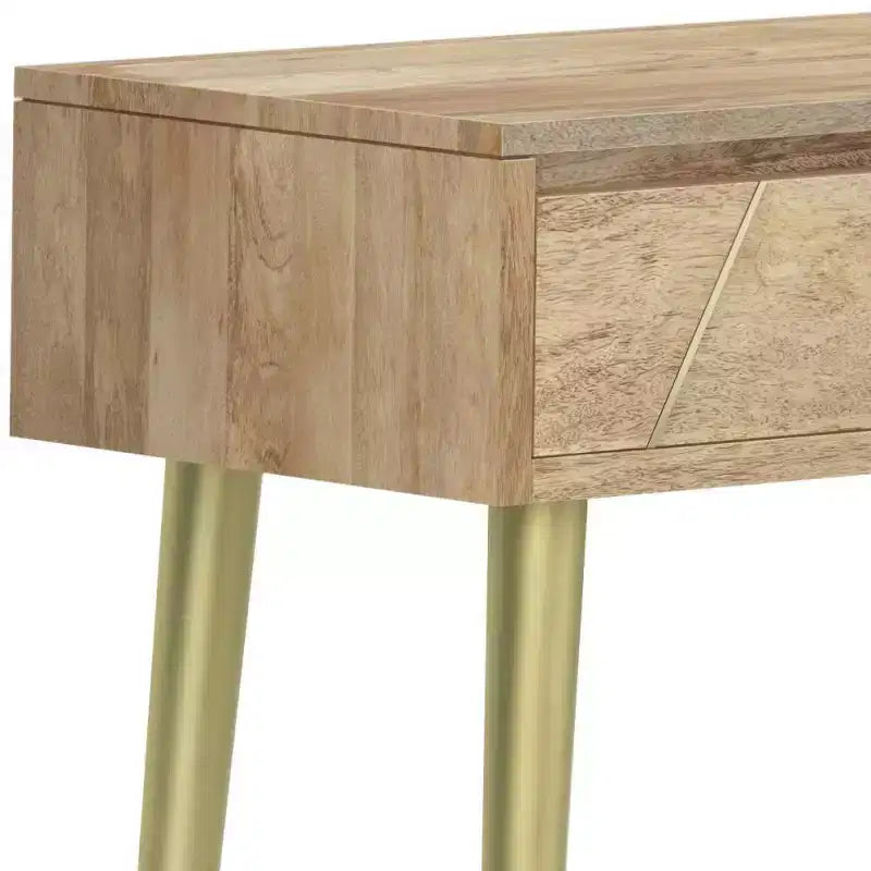 Consolle Bissell Naturale - Wyndenhall: Metà secolo moderno, intarsi geometrici in ottone, contenitore