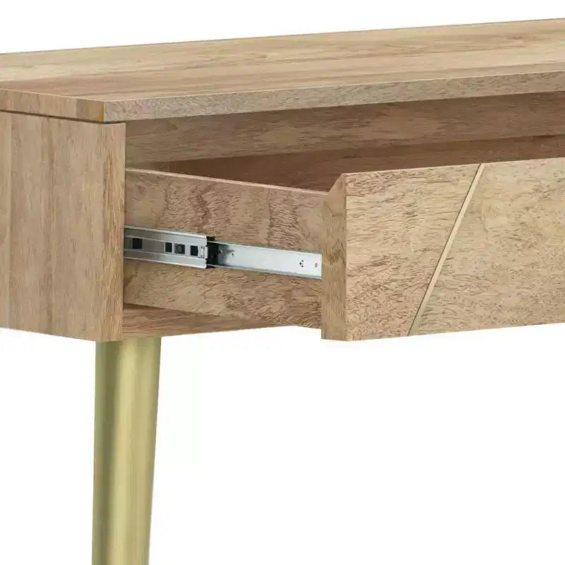 Consolle Bissell Naturale - Wyndenhall: Metà secolo moderno, intarsi geometrici in ottone, contenitore