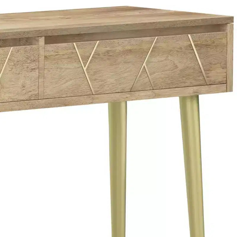 Consolle Bissell Naturale - Wyndenhall: Metà secolo moderno, intarsi geometrici in ottone, contenitore