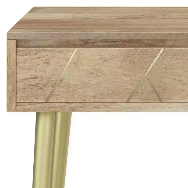 Consolle Bissell Naturale - Wyndenhall: Metà secolo moderno, intarsi geometrici in ottone, contenitore