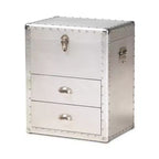 Serge Metal 2 Drawer Accent Storage Chest Silver - Baxton Studio: Vintage Industrial Design, Fully Assembled