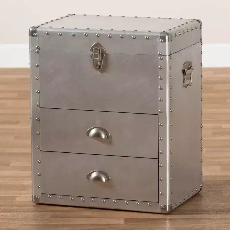 Cassettiera Serge Metal a 2 cassetti argento - Baxton Studio: Design industriale vintage, completamente assemblata
