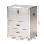 Cassettiera Serge Metal a 2 cassetti argento - Baxton Studio: Design industriale vintage, completamente assemblata