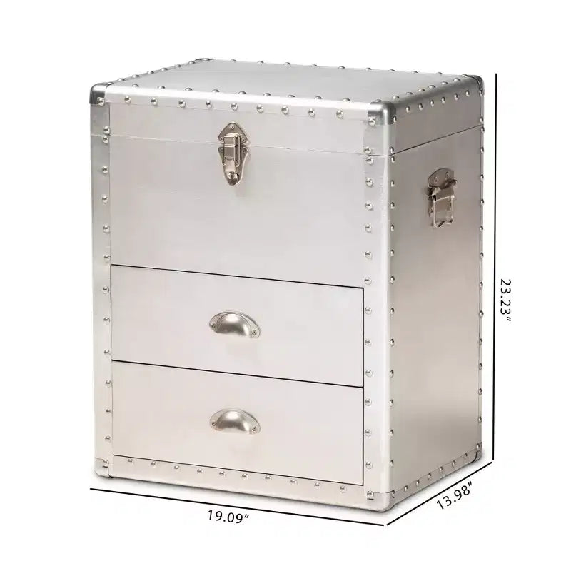 Cassettiera Serge Metal a 2 cassetti argento - Baxton Studio: Design industriale vintage, completamente assemblata
