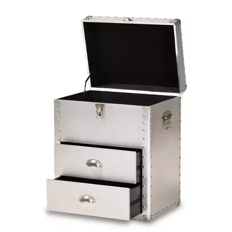 Cassettiera Serge Metal a 2 cassetti argento - Baxton Studio: Design industriale vintage, completamente assemblata