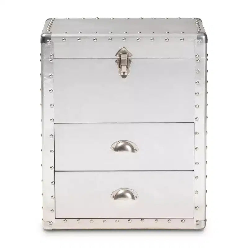 Cassettiera Serge Metal a 2 cassetti argento - Baxton Studio: Design industriale vintage, completamente assemblata